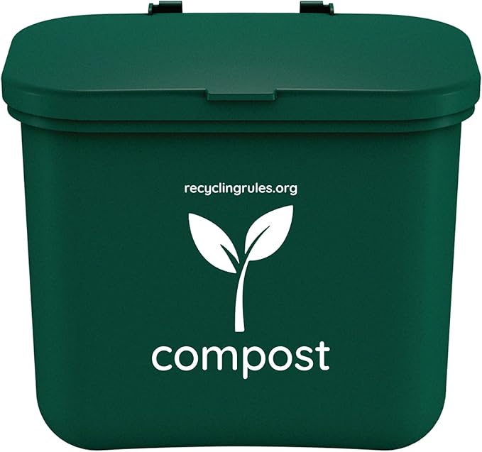 Small Green Compost Bin Container for Hanging on Kitchen Trash Container