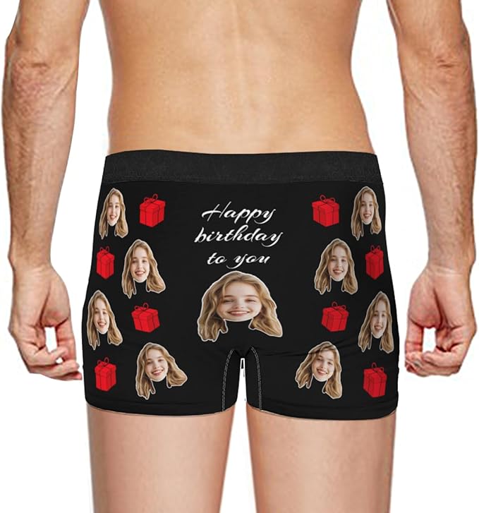 Personalized Underwear for Men with Face Custom Face Boxers Customized Boxer Briefs Funny Gifts for Him Husband Boyfriend