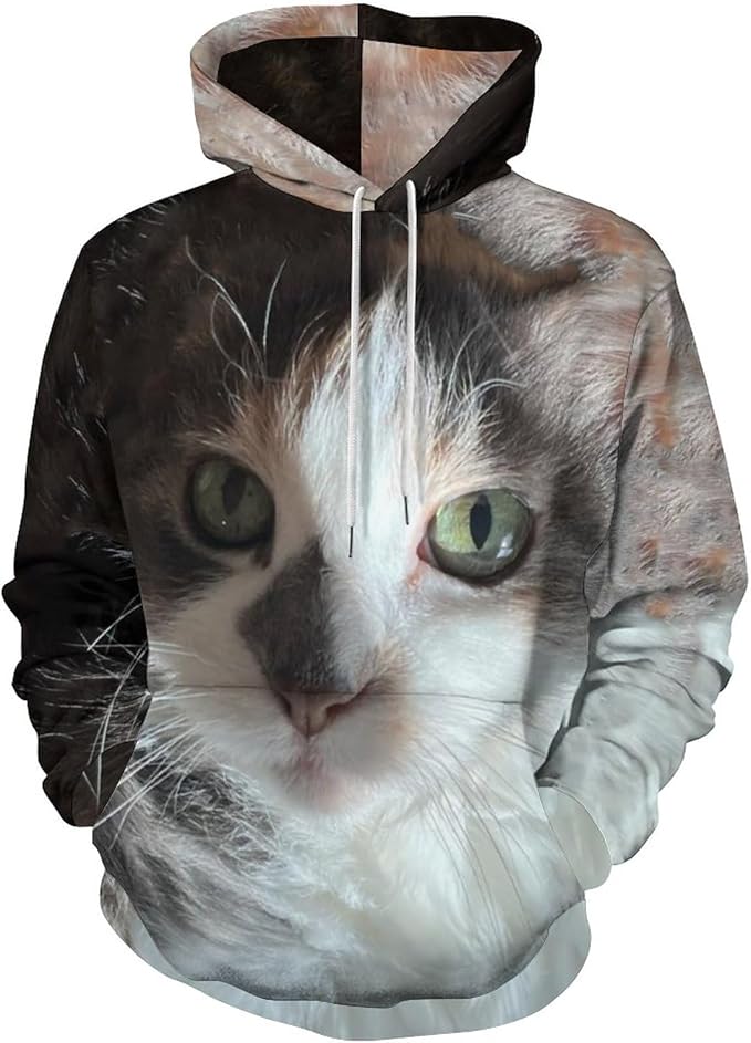 Artsadd Custom Face Unisex athletic Pockets Sweatshirt Loose Hoodie Custom Christmas Long Sleeve Sweatshirt Hooded Pullover