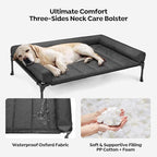 Veehoo Cooling Elevated Dog Bed Add Removable Waterproof Bolster Cushion Mat, Raised Pet Cot with Breathable Teslin Mesh, No-Slip Feet, Dog Couch Bed for Indoor Outdoor, 42x30inches, Black, CWC2331B