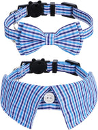 Faleela 2 Pack/Set Cat Collar with Cute Bow Tie and Bell,Breakaway Plaid Shirt Collar for Kitty Adjustable Safety