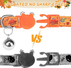 SCENEREAL Thanksgiving Cat Collar Breakaway, 3 Pack Kitten Collars with Bell, Bowtie and Safety Buckle - Adjustable Cute Holiday Cat Collars with Turkey and Pumpkin Pattern for Girl Boy