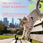 rabbitgoo Cat Harness and Leash for Walking, Escape Proof Soft Adjustable Vest Harnesses for Cats, Easy Control Breathable Reflective Strips Jacket, Pink&Light Green, S