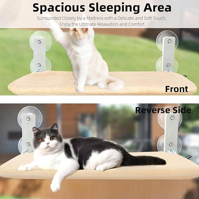 2PCS Replacement Cover for Cat Window Perch, M Size Cordless Cat Window Hammock Bed Accessories, Reversible Breathable/Warm Seat Cover for Inside (White, 20.4" L x 11.8" W)