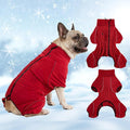 Mihachi Dog Snow Suit Dog Coat Soft Fleece Pullover Pajamas, Pet Windproof Warm Cold Weather Jacket with Zipper, Reflective Jumpsuit Apparel Outfit Clothes for Small Dog, Red S