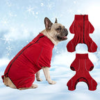Mihachi Dog Snow Suit Dog Coat Soft Fleece Pullover Pajamas, Pet Windproof Warm Cold Weather Jacket with Zipper, Reflective Jumpsuit Apparel Outfit Clothes for Small Dog, Red S