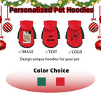 Custom Dog Hoodie, Personalized Sweatshirt with Photo Text Name Logo, Customized Hooded Sweater for Small Medium Large Dogs & Cats (Red + Green Border, XX-Large)