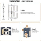 Cat House, Cat Beds for Indoor Cats, 2-Story Cat Condo Cube with Scratch Pad and Fluffy Ball Hanging, Multi-Level Cozy Hideout Ideal for Multiple Cats