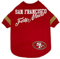 NFL San Francisco 49ers Dog & Cat T-Shirt - Small, Football Team Fan PET TEE Shirt - New Stripe Design, Durable & Cute