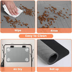 Pet Feeding Mat-Absorbent Pet Placemat for Food and Water Bowl, with Waterproof Rubber Backing, Quick Dry Water Dispenser Mat for Dog and Cat (27"x17", Striped Light Gray)
