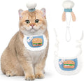 HOWWFALY Cat Halloween Costumes Pet Chef Hat &Hamburger Bib Costume Set, Funny Holiday Cooking Outfit for Small Medium Cats Pets
