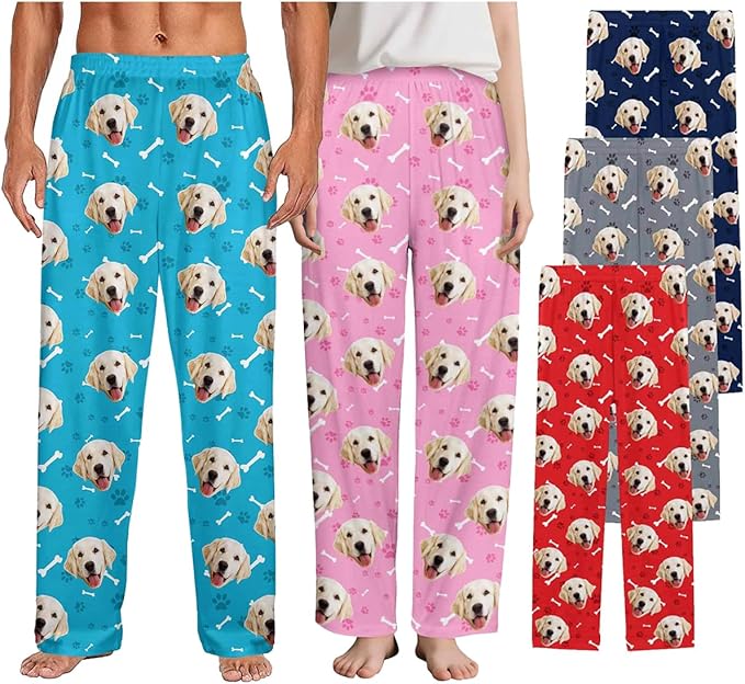 Custom Couple Pajama Pants Sock with Funny Face, Personalized PJ Anniversary Birthday Women Men Pants
