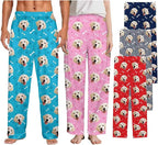 Custom Couple Pajama Pants Sock with Funny Face, Personalized PJ Anniversary Birthday Women Men Pants