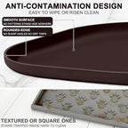 Small Silicone Pet Food Mat with Raised Edge for Food and Water Bowl, Square Dog Feeding Mats, Cat Food Trays for Floor Waterproof, Rubber Tray for Dogs and Cats, 12 x 12 x 0.7 Dark Brown