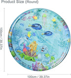 Thickened Water Sensory Playmat for Cats 100 x 100 cm Round Sensor Cat Bed Cooling Mat for Pets Playing Sleeping All Seasons