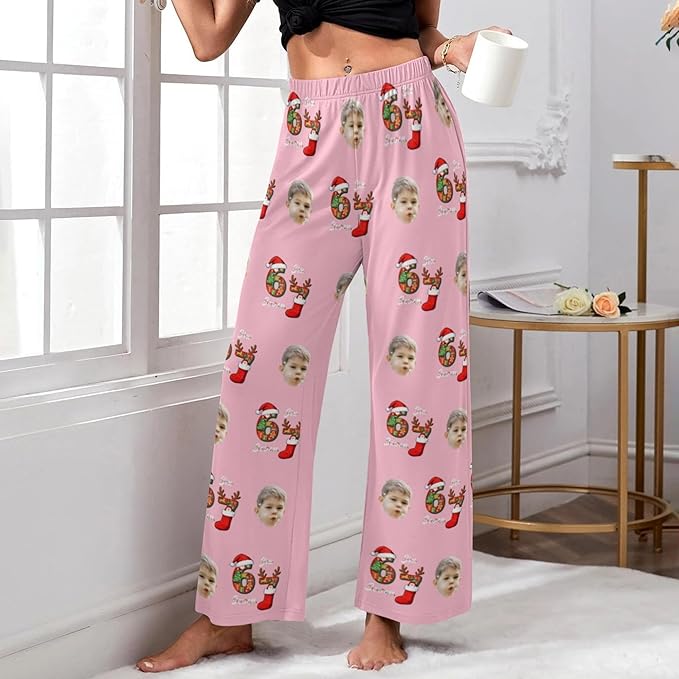Custom Pajama Pants for Women Men, Personalized 67 Name Photo PJ Family Six Seven Matching Sleep Bottoms Birthday Xmas Gifts