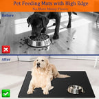 XXXXL Largest Pet Food Mat, 51.2"x25.6"(130cmx65cm) Silicone Dog Mats for Food and Water, Nonslip Pet Feeding Mats for Floors,Dog Cat Bowl Mat with Raised Edges, Lake Blue