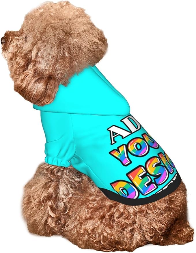 Custom Dog Hoodie Personalized Dog Sweatshirt, Dog Clothes for Small Dogs Customizable, Cyan, XXL, Ropa para Perros Pequeños Customized Pets Puppy Clothes, Personalized Gifts