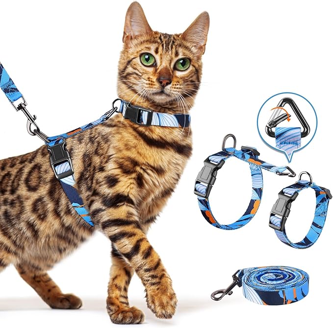Halypet Cat Harness and Leash Set, Escape Proof [3 in 1 Adjustable & Lightweight] Cat Harness, Safe Kitten Harness for Cats Comfortable Soft, Easy to Wear, Walking Outdoor Travel, Small