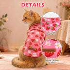EXPAWLORER Soft Cat Sweater - Sweaters for Cats Only Warm Kitten Clothes, Fall and Winter Pet Coat Pullover Design, Fleece Sweatshirt Clothing Also for Puppy Small Dogs, Strawberry S