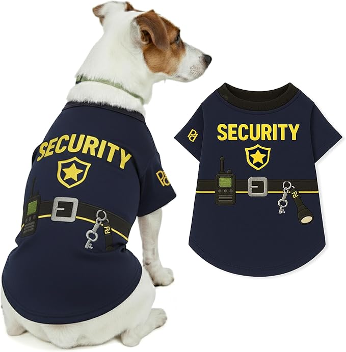 Parisian Pet Dog Security Woofficer Shirt - Embroidered Pet Vest - 100% Cotton & Polyester Doggy Shirt - Lightweight Pet Clothes - Sleeved Puppy Costume - Funny Shirts for Medium Dogs - M