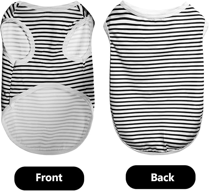 3 Pcs Cat Shirts Solid Color Dog Clothes Summer Sleeveless Stripe Pet T Shirts for Small Pet Dogs Cats (Black, Small)