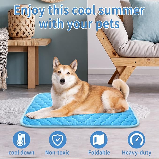 Dog Cooling Mat Non-Toxic Self Cooling Pad for Dogs Cats in Hot Summer Cool Pad Washable & Easy Clean