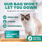 Panther Armor Cat Litter Bags, 100 Large Compostable Unscented Poop Bags -16x12in Super Large Kitty - Leak Proof Box Trash - Odor Proof Cat Disposal