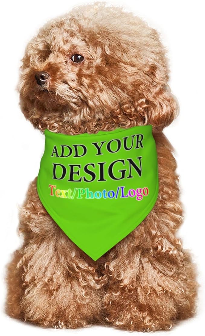 Customize Pet Scarfs Custom Dog Bandana Add Your Photo Name Text Image Personalized Triangular Head Scarf for Small Medium Large Dogs Cats Pets, DeepPink