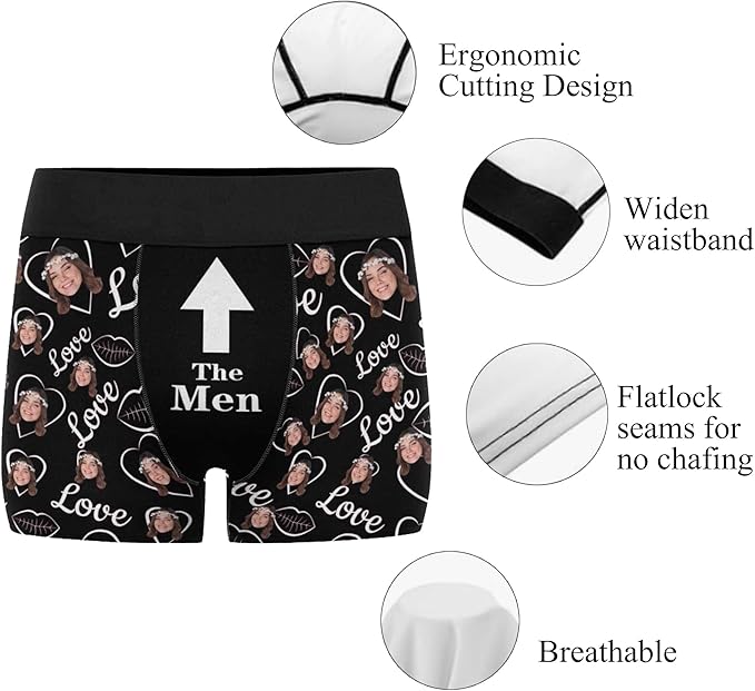 M YESCUSTOM Custom Faces Funny Short Briefs Gift for Husband Underwear