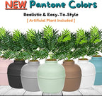 Good Pet Stuff Hidden Litter Box Planter, Decorative Cat Litter Enclosure with Carbon Filter, Artificial Plant, Easy Clean, Improved Design, Round Style, Base Kit, Sage Green