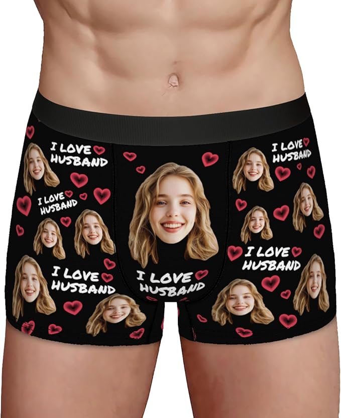 Personalized Underwear for Men with Face Custom Face Boxers Customized Boxer Briefs Funny Gifts for Him Husband Boyfriend