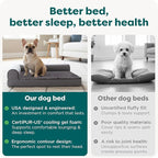FurHaven Cooling Gel Dog Bed for Medium Dogs, L-Shaped Chaise with Cool Gel-Top Foam with a Solid Orthopedic Foam Base for Joint Support, Washable Cover, Medium, Plush & Velvet, Deep Sapphire