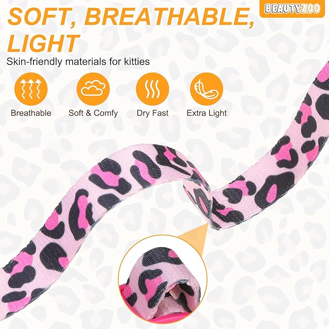 BEAUTYZOO Cat Harness and Leash Set Escape Proof for Walking, Kitten Soft Adjustable Vest Harnesses for Small Medium Large Cats, Easy Control Breathable Plaid Ribbon Nylon for Outdoor Indoor Use