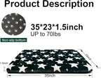 Dog Bed Mat, Reversible Crate Pad & Durable Dog Bed - Machine Washable Kennel Mat with Ultra Soft for Large Dogs (Big&Small Stars Green, 35" L*23" W*1.5" Th)