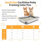 Fhiny 4Pack Stainless Steel Kitten Litter Box, Small Size Low Entry Metal Cat Open Litter Pan Potty Kitten Training Toilet Odor Control Smooth Surface (L: 14" L×10" W×1.7" H)