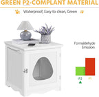 Yaheetech Cat Litter Box Enclosure, Litter Box Furniture Hidden with Towel Bar, Wooden Pet Washroom, Dog Proof Cat Litter Box Cabinet, Indoor Cat House, Side End Table, White