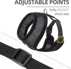 PUPTECK Soft Mesh Dog Harness and Leash Set Pet Puppy Cat Comfort Padded Vest No Pull Harnesses, Solid Black, M