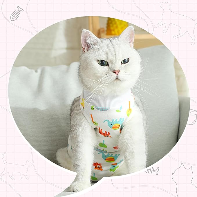 2 PCS Cat Recovery Suit Female Cat Onesie for Cats After Surgery Spay Abdominal Wounds, Kitten Recovery Suit Female Breathable E-Collar Alternative Kitten Onesie Anti Licking Large