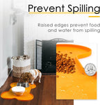 Super Design Dog Food Mat Dog Bowl Mat for Food and Water Silicone Non Spill Cat Feeding Mat Puppy Placemat Waterproof - 20.5" x 14.5", Orange