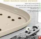 Small Silicone Pet Food Mat with Raised Edge for Food and Water Bowl, Square Dog Feeding Mats, Cat Food Trays for Floor Waterproof, Rubber Tray for Dogs and Cats, 12 x 12 x 0.7 Beige