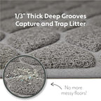 MIGHTY MONKEY Waterproof BPA Free Cat Litter Box Trapping Mat, Easy Clean Floors, Textured Backing, Soft on Sensitive Kitty Paws, Cats Accessories, Less Waste, Stays in Place, 24x17, Slate Gray