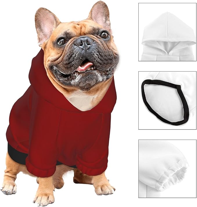 Custom Dog Hoodie Personalized Dog Sweatshirt, Dog Clothes for Small Dogs Customizable, Dark Red, XXL, Ropa para Perros Pequeños Customized Pets Puppy Clothes, Personalized Gifts