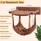 JSPYFITS Wooden Cat Wall Hammock, 18.9 x 12.6 Inch Double Layer Cat Furniture Hammock, Large Removable Multi-Function Cats Bed for Sleep/Play/Climb/Lounge Easy DIY Installation(Brown)