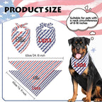 Personalized 4th of July Dog Bandana Embroidered Name Custom Neckwear Dog Scarf for Small Medium Large Dogs Cats Pets Birthday Gift