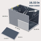 Aokeyee Cat Litter Box Enclosure Splash Guard, High Side All-Inclusive Waterproof, Gray Foldable Pet Litter Box Shield with 2 Hooks, Anti-Leakage, Dust Control, Easy to Clean