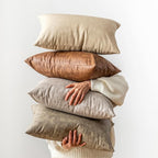 Oversized Neutral Decorative Leather Pillow Cover Pack of 2, Beige Thickened Farmhouse Abrasion Floor Cushion Cover, for Home Decor Outdoor Lounge Office Cafe Throw Pillow Covers 24x24 inch