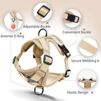 No Pull Dog Harness with Leash Set for Medium Sized Dog, Reflective Adjustable No Choke Front Clip Cat Vest Harness with Breathable Mesh, Comfortable Soft Padded Pet Vest, Brown XL