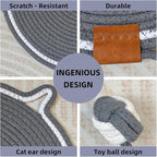 Cat Scratcher Mat, Natural Cotton Rope Cat Scratching Pad, 16.9'' Round Cat Wall & Floor Scratch Pad, Durable Double - Sided Cat Scratcher, Furniture Protector for Wall, Sofa, Couch, Carpet, Dark Grey