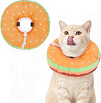 BEAUTYZOO Cat Cone Collars Soft, Cat Recovery E Collars After Surgery to Stop Licking, Adjustable Elizabeth Circle Collar Cute Pet Donut Pillow for Cats Kitten Small Dogs, Hamburger S